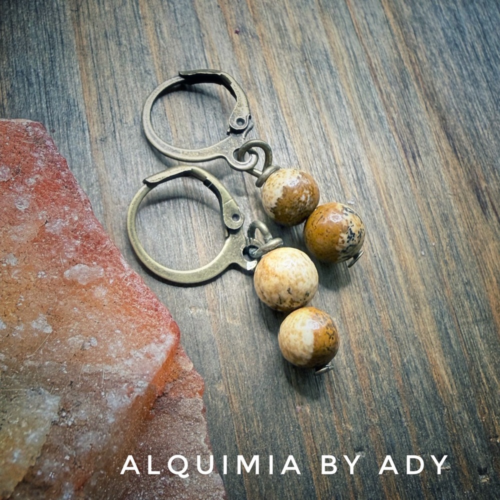 Tan jasper Stone Earrings
